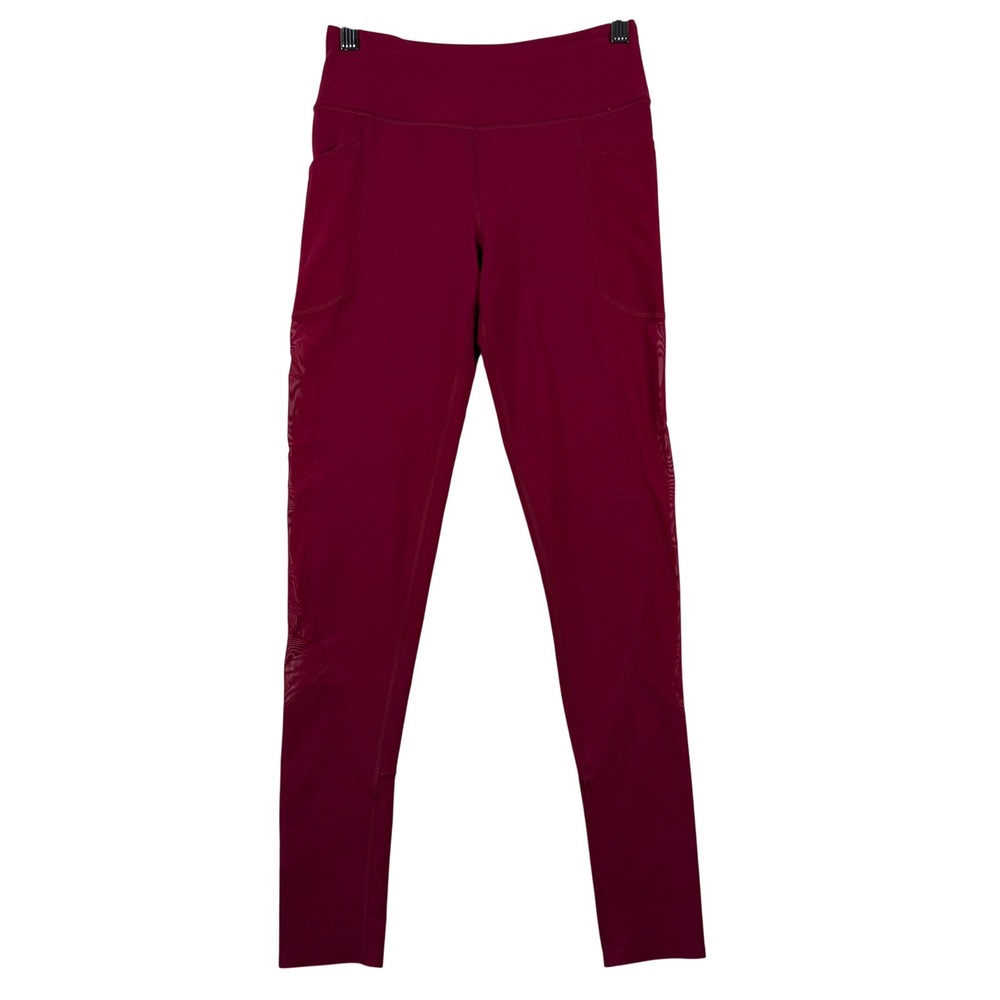 Victoria Sport S Total Knockout Tight Burgundy Mesh Scallop Leggings Gym Y2K EUC